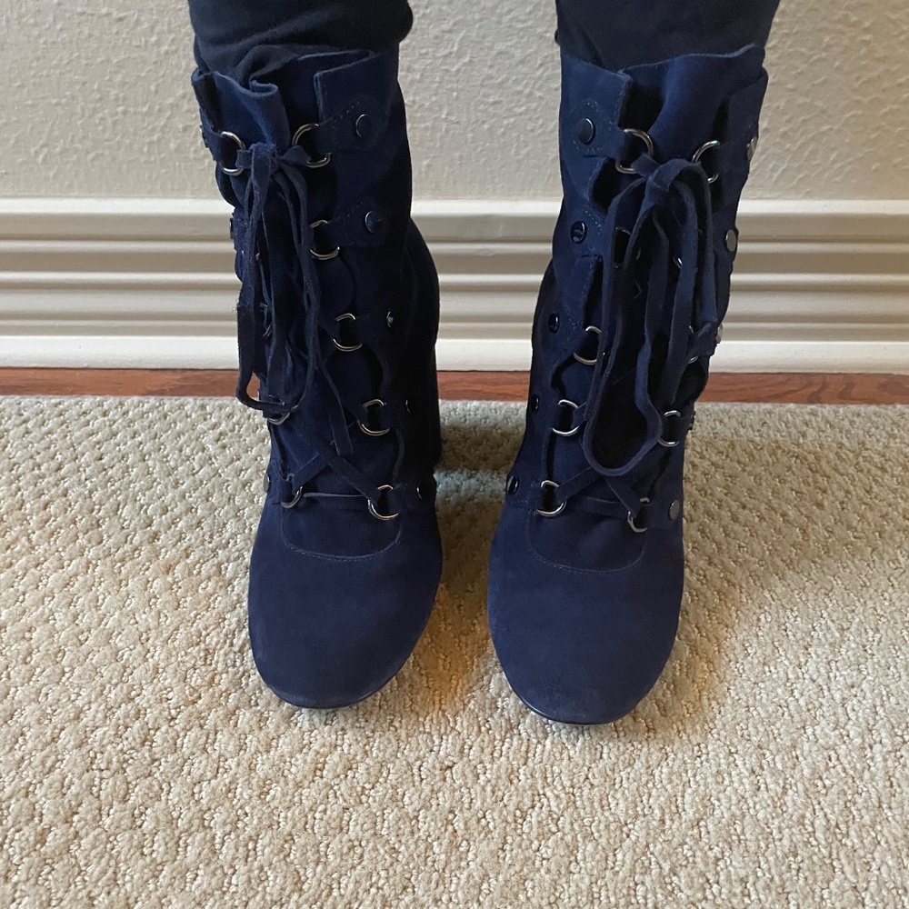 Splendid Blue Suede Ankle Boots (8 US) - Picture 3 of 6